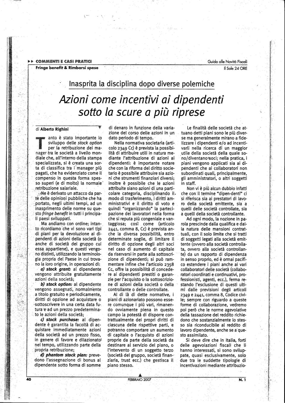 riprese, di A[bertoRighi~iV di denaro in funzione d711a. ~aria- Le final!tà. de.lle società.