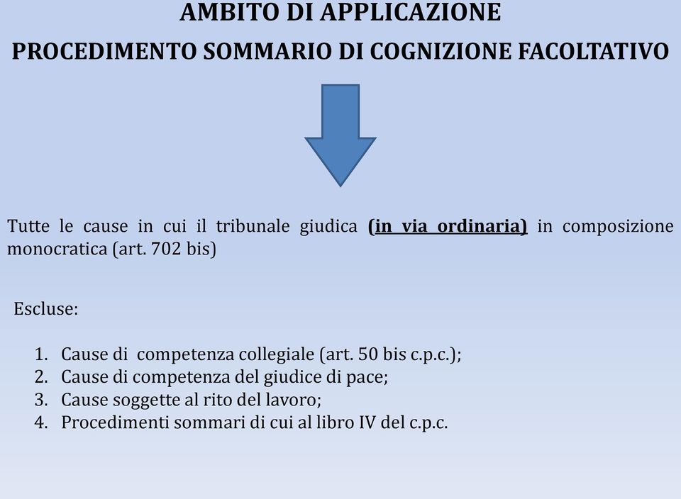 Cause di competenza collegiale (art. 50 bis c.p.c.); 2.