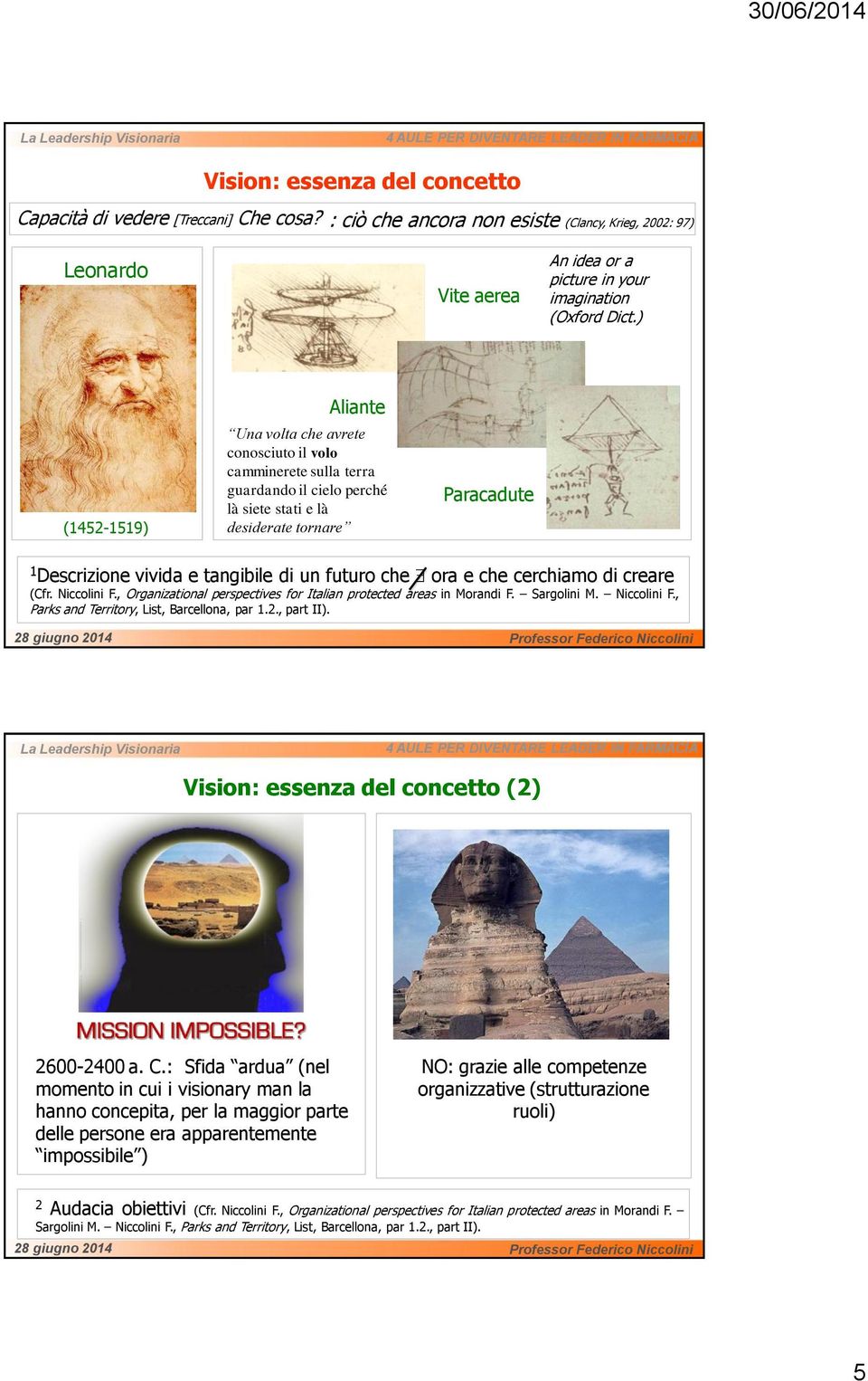 un futuro che ora e che cerchiamo di creare (Cfr. Niccolini F., Organizational perspectives for Italian protected areas in Morandi F. Sargolini M. Niccolini F., Parks and Territory, List, Barcellona, par 1.