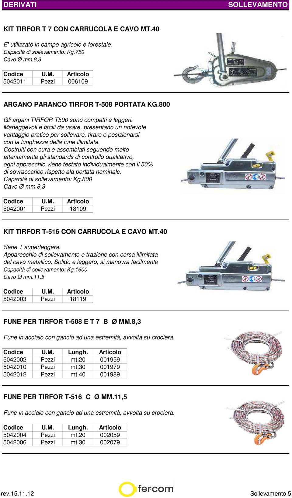 Costruiti con cura e assemblati seguendo molto attentamente gli standards di controllo qualitativo, ogni apprecchio viene testato individualmente con il 50% di sovraccarico rispetto ala portata