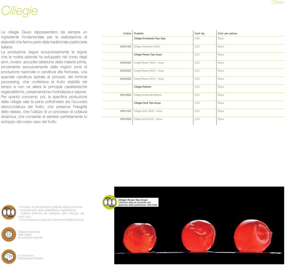 di produzione nazionale e canditura alla francese, una speciale canditura ispirata al principio del minimal processing, che conferisce al frutto stabilità nel tempo e non ne altera le principali