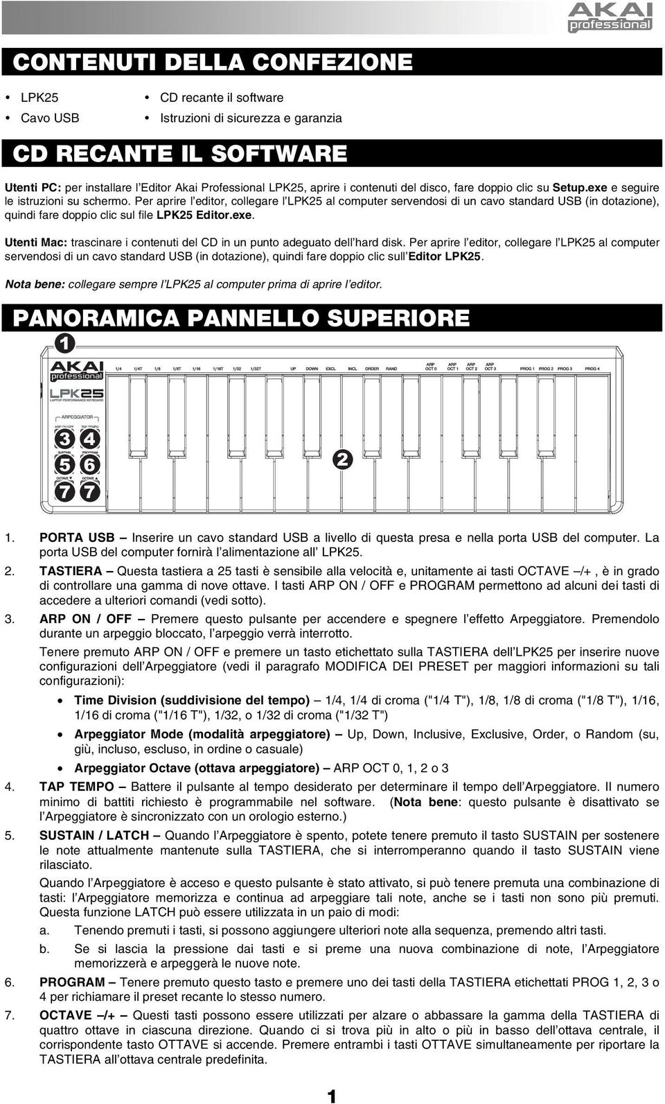 Per aprire l editor, collegare l LPK25 al computer servendosi di un cavo standard USB (in dotazione), quindi fare doppio clic sul file LPK25 Editor.exe.