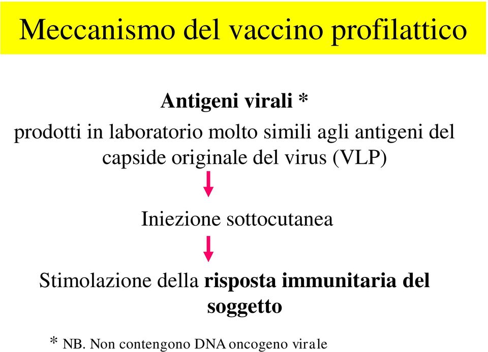 del virus (VLP) Iniezione sottocutanea Stimolazione della