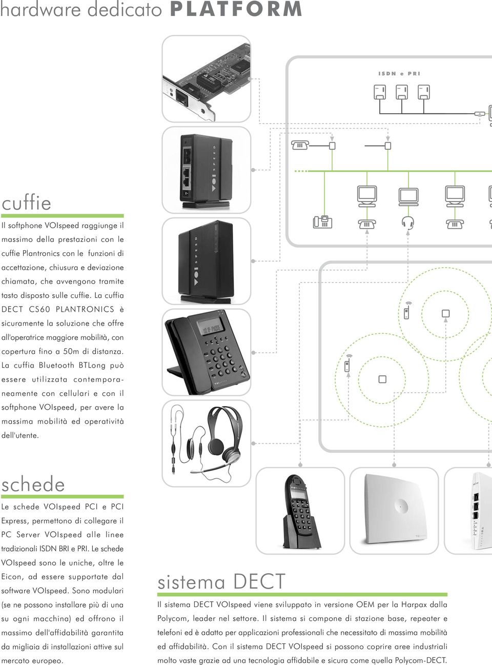 La cuffia Bluetooth BTLong può essere utilizzata contemporaneamente con cellulari e con il softphone VOIspeed, per avere la massima mobilità ed operatività dell'utente.