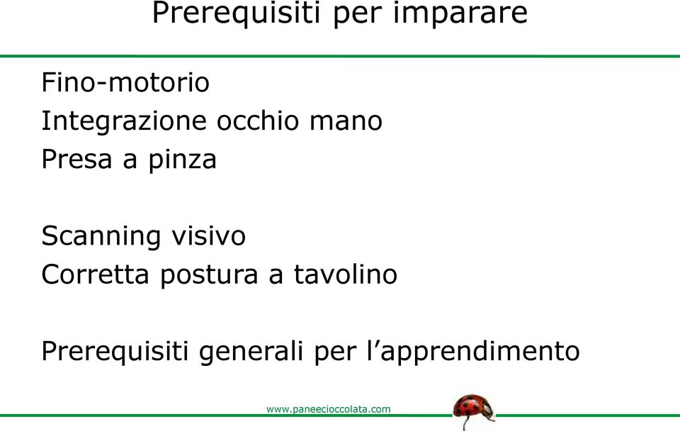 Scanning visivo Corretta postura a