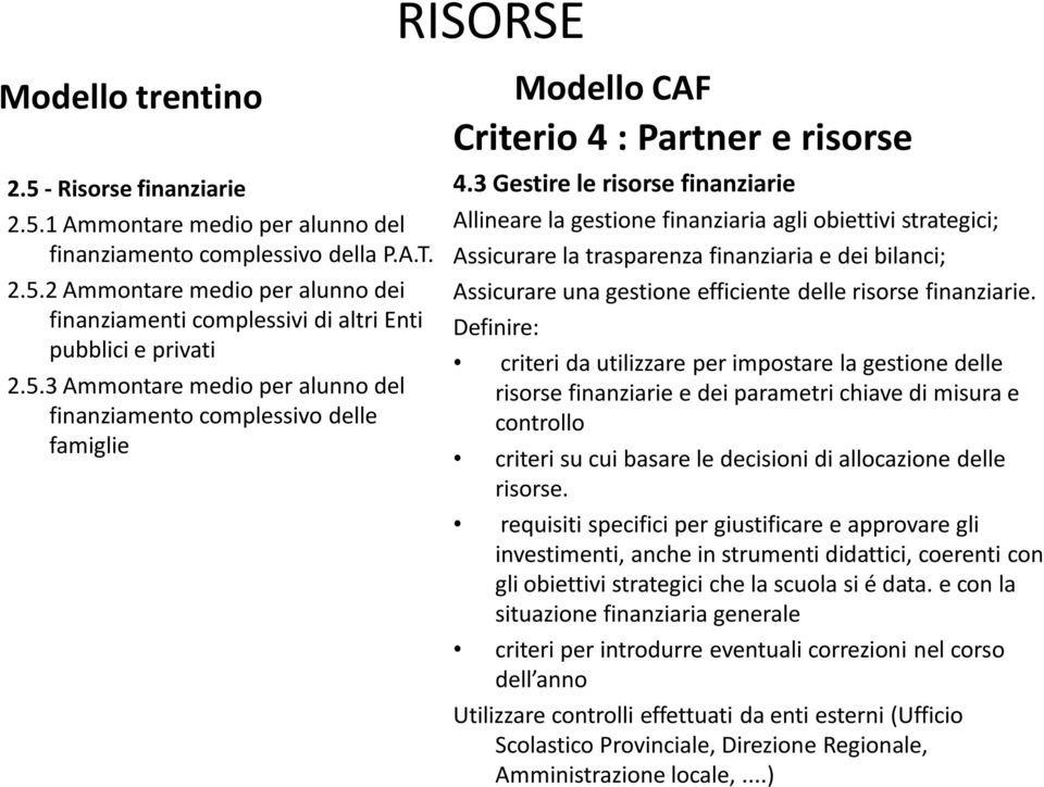 3 Gestire le risorse finanziarie Allineare la gestione finanziaria agli obiettivi strategici; Assicurare la trasparenza finanziaria e dei bilanci; Assicurare una gestione efficiente delle risorse