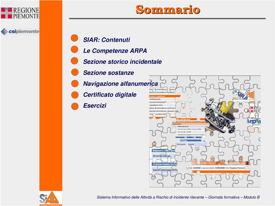 incidentale Sezione sostanze