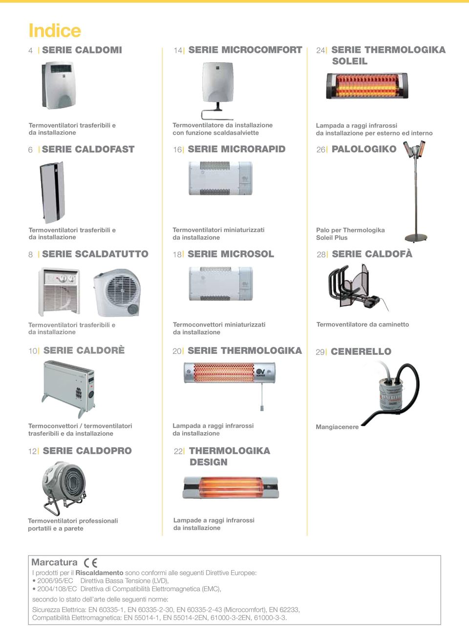 Termoventilatori miniaturizzati da installazione 18 serie microsol Palo per Thermologika Soleil Plus 28 SERIE CLDOFà Termoventilatori trasferibili e da installazione 10 serie caldorè Termoconvettori