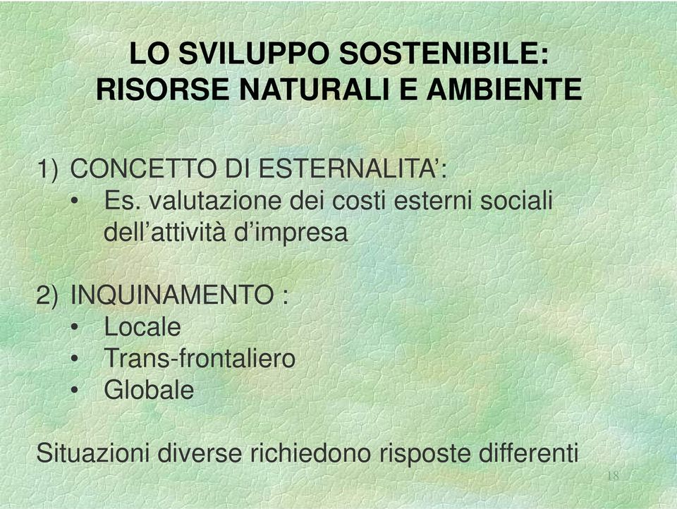 valutazione dei costi esterni sociali dell attività d impresa