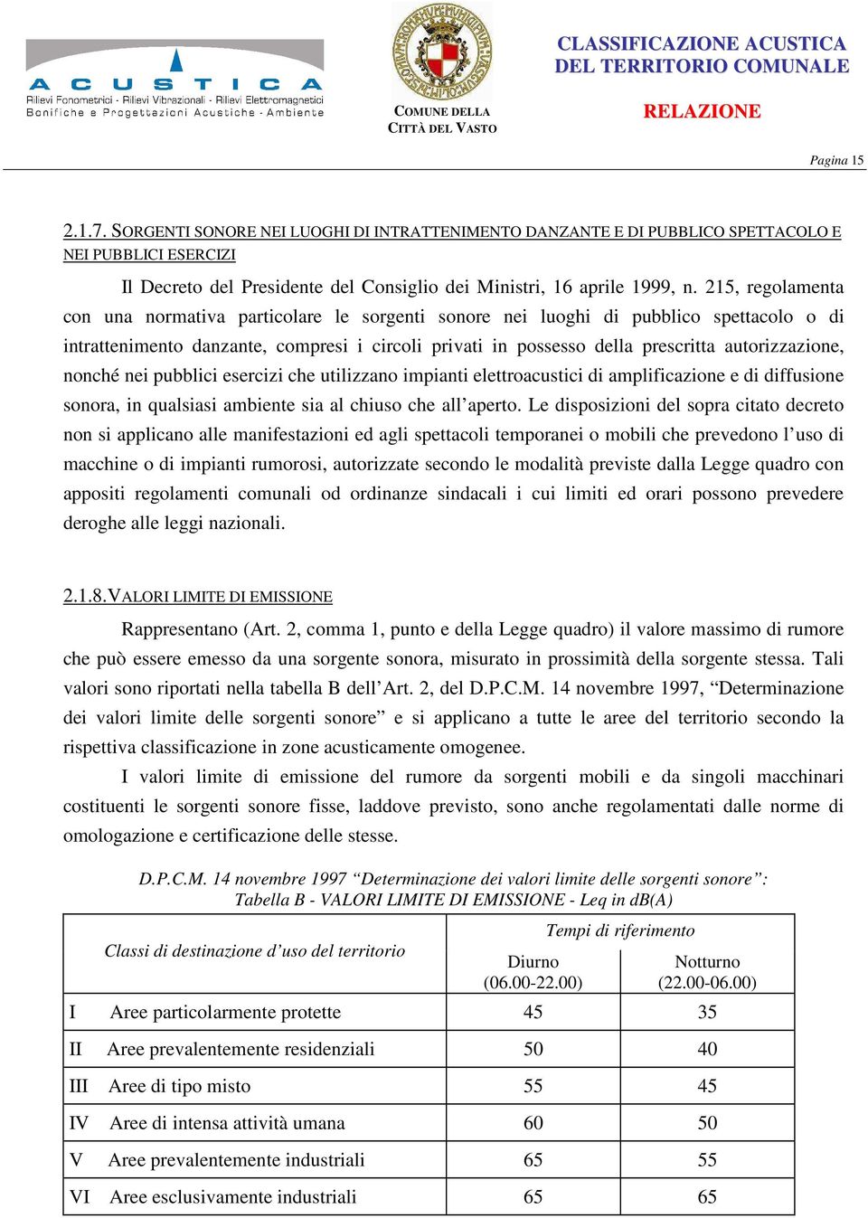 autorizzazione, nonché nei pubblici esercizi che utilizzano impianti elettroacustici di amplificazione e di diffusione sonora, in qualsiasi ambiente sia al chiuso che all aperto.