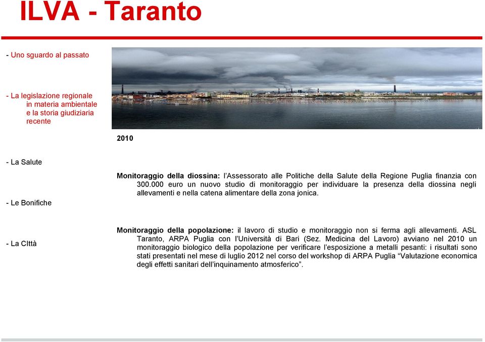 Monitoraggio della popolazione: il lavoro di studio e monitoraggio non si ferma agli allevamenti. ASL Taranto, ARPA Puglia con l Università di Bari (Sez.