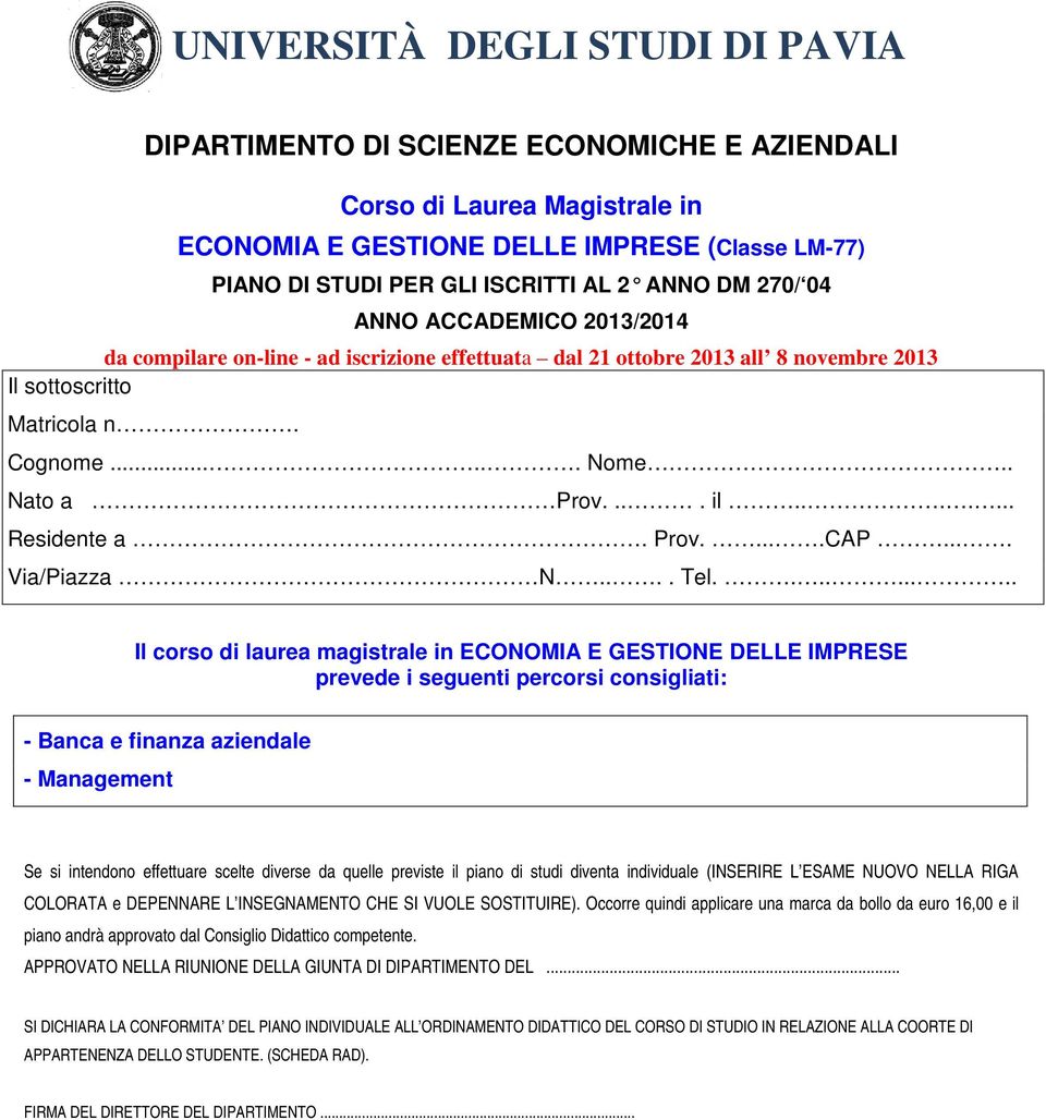 ...... Residente a. Prov.....CAP.... Via/Piazza N.... Tel.