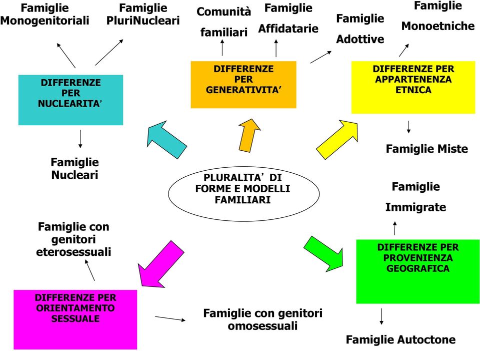 Nucleari Famiglie con genitori eterosessuali PLURALITA DI FORME E MODELLI FAMILIARI Famiglie Miste Famiglie Immigrate