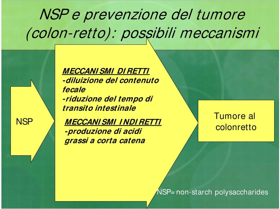 tempo di transito intestinale MECCANISMI INDIRETTI -produzione di