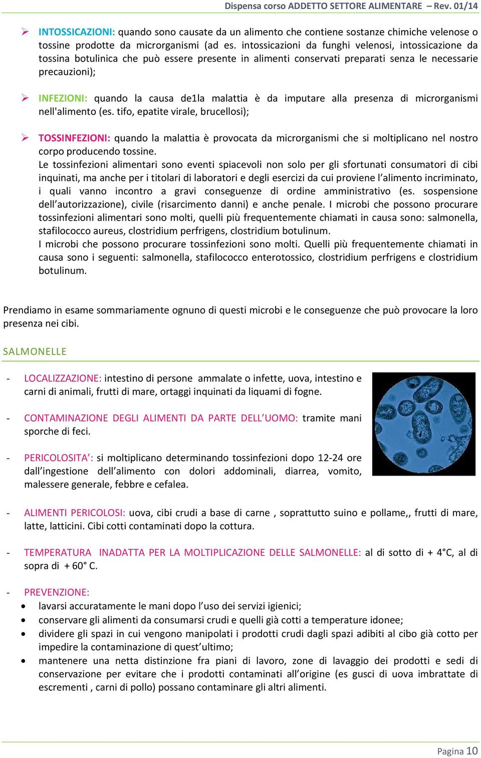 malattia è da imputare alla presenza di microrganismi nell'alimento (es.