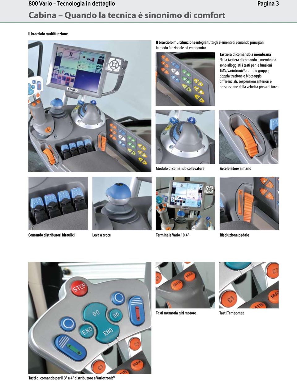 Tastiera di comando a membrana Nella tastiera di comando a membrana sono alloggiati i tasti per le funzioni TMS, Variotronic TI, cambio gruppo, doppia trazione e