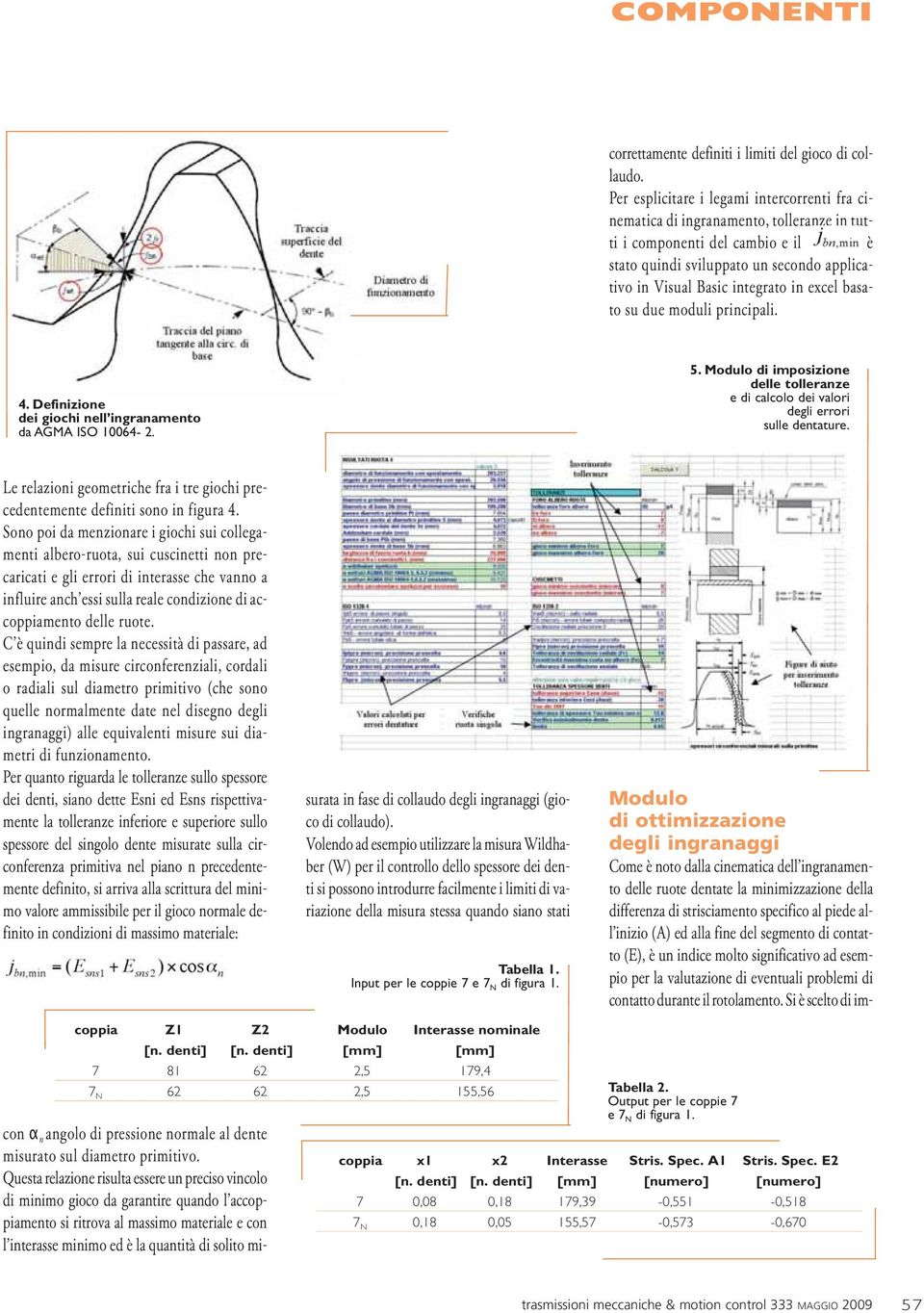 excel basato su due moduli principali. 4. Definizione dei giochi nell ingranamento da AGMA ISO 10064-2. 5. Modulo di imposizione delle tolleranze e di calcolo dei valori degli errori sulle dentature.