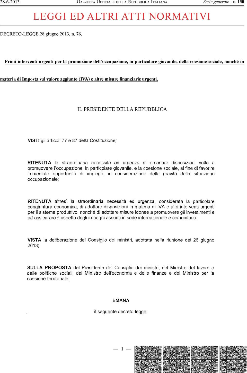 giovanile, della coesione sociale, nonché in materia di Imposta sul valore