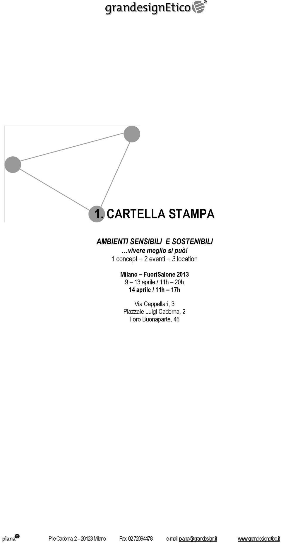 aprile / 11h 17h Via Cappellari, 3 Piazzale Luigi Cadorna, 2 Foro Buonaparte, 46 P.