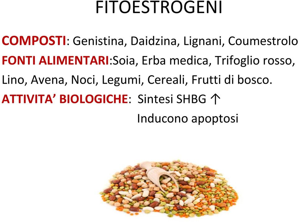 Trifoglio rosso, Lino, Avena, Noci, Legumi, Cereali,