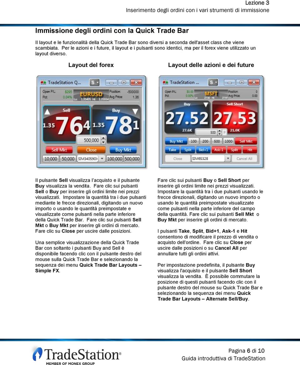 Layout del forex Layout delle azioni e dei future Il pulsante Sell visualizza l acquisto e il pulsante Buy visualizza la vendita.