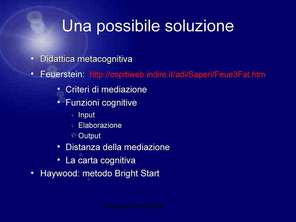 htm Criteri di mediazione Funzioni cognitive Input