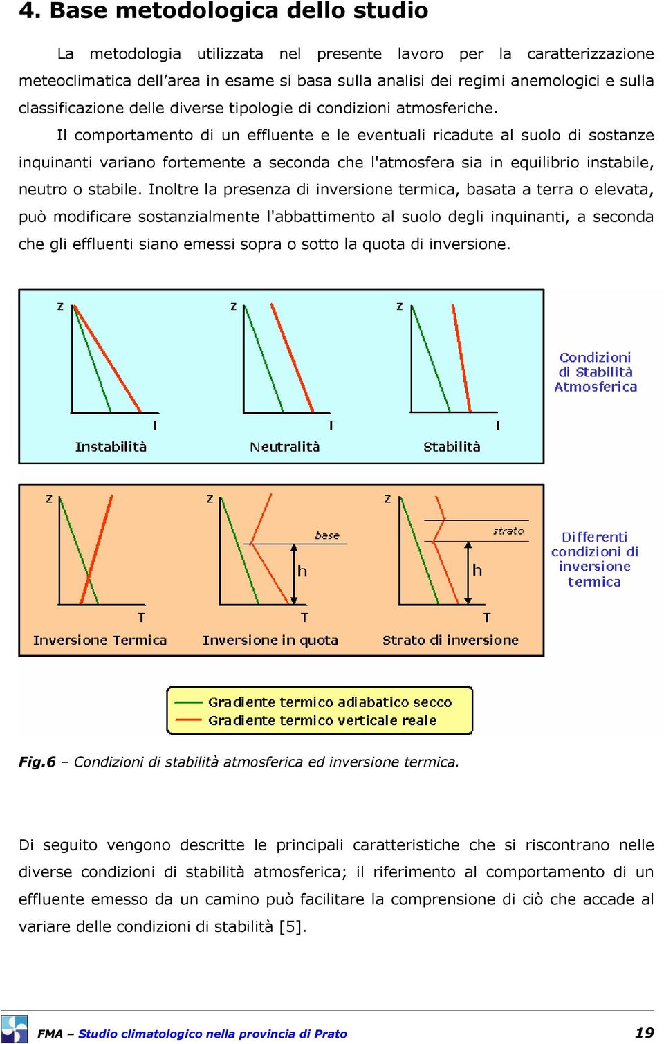 Il comportamento di un effluente e le eventuali ricadute al suolo di sostanze inquinanti variano fortemente a seconda che l'atmosfera sia in equilibrio instabile, neutro o stabile.