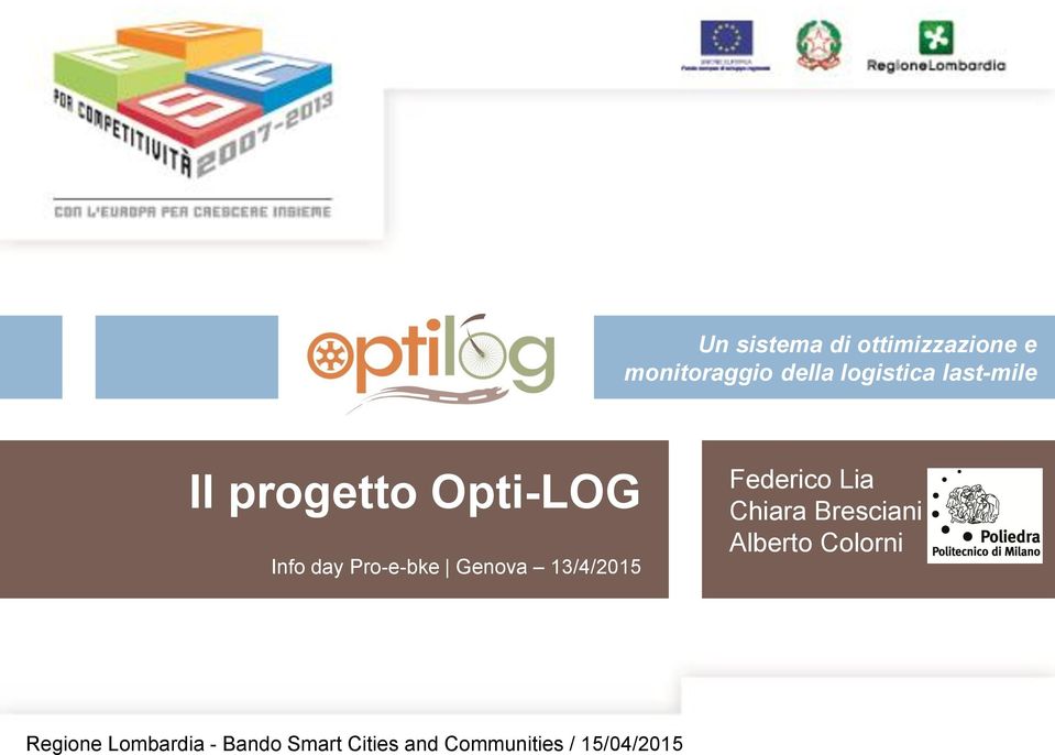 progetto Opti-LOG Info day Pro-e-bke