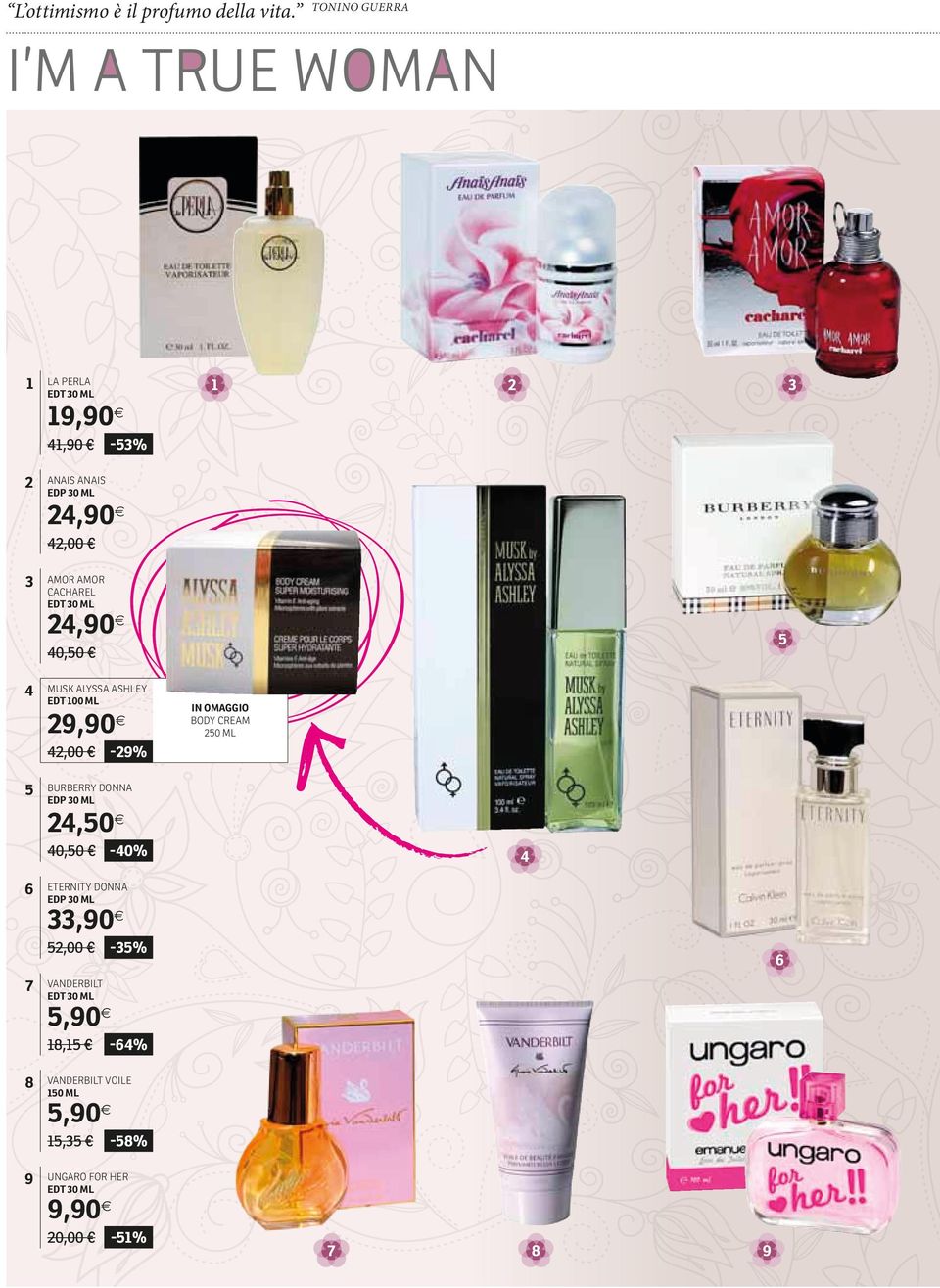 CACHAREL EDt 0 ml 2,90 5 0,50 MUSK ALYSSA ashley EDt 100 ml 29,90 in OMAGGIO BODY CREAM 2,00-29% 5 BURBERRY