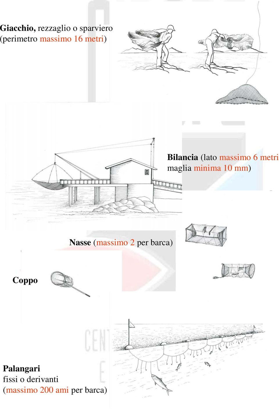 minima 10 mm) Nasse (massimo 2 per barca) Coppo