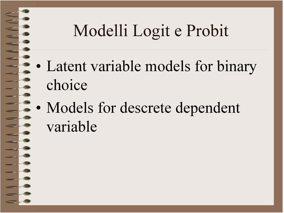 for binary choice Models