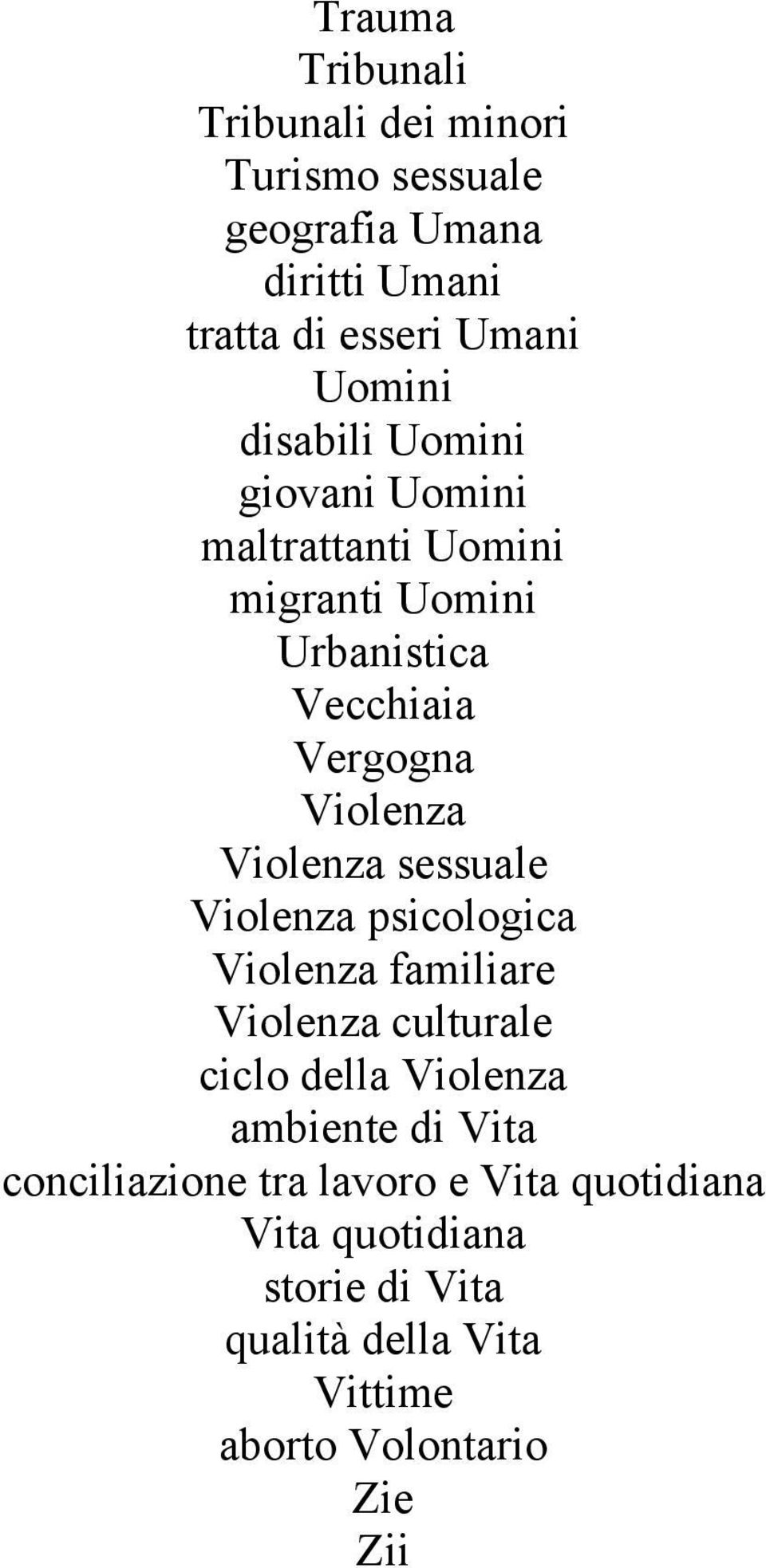 sessuale Violenza psicologica Violenza familiare Violenza culturale ciclo della Violenza ambiente di Vita