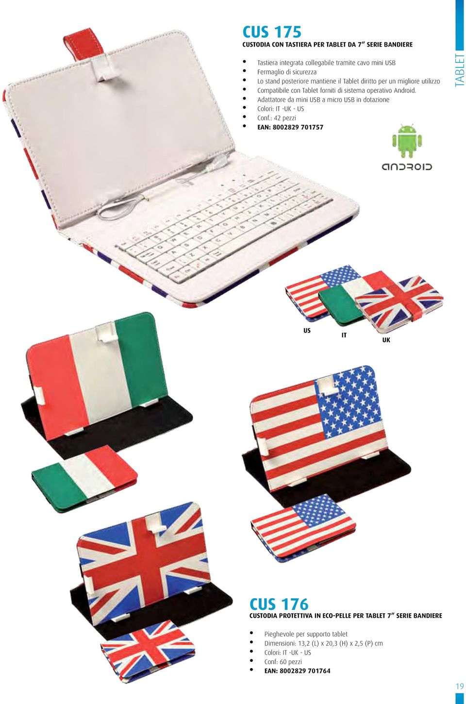 Adattatore da mini USB a micro USB in dotazione Colori: IT -UK - US Conf.