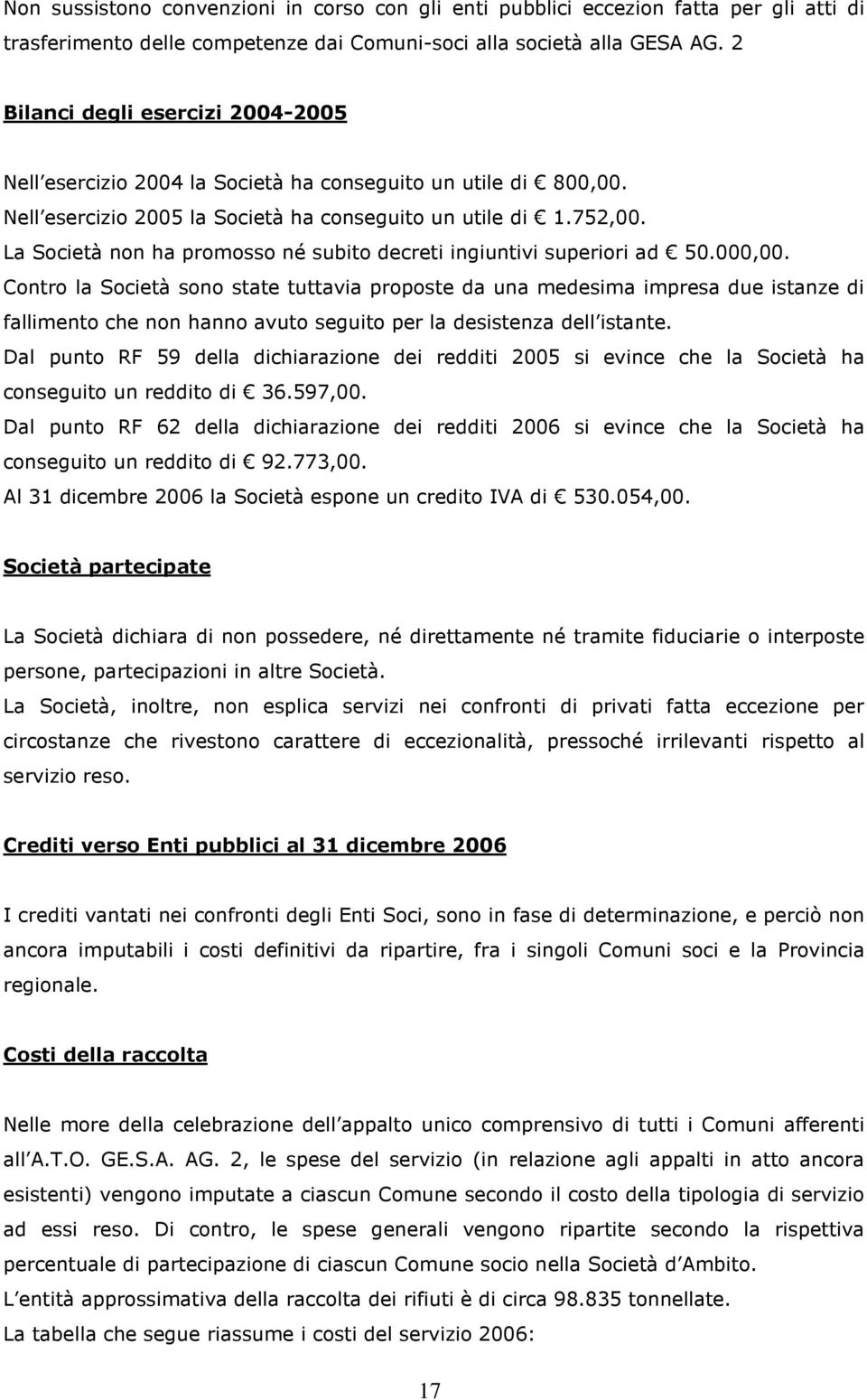 La Società non ha promosso né subito decreti ingiuntivi superiori ad 50.000,00.