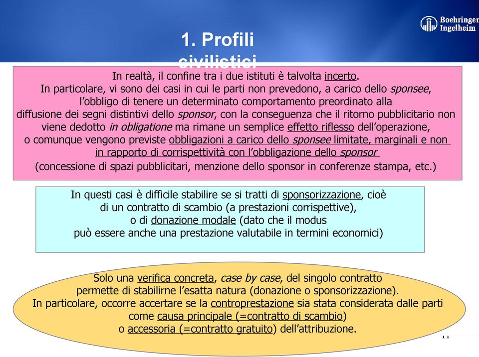 sponsor, con la conseguenza che il ritorno pubblicitario non viene dedotto in obligatione ma rimane un semplice effetto riflesso dell operazione, o comunque vengono previste obbligazioni a carico