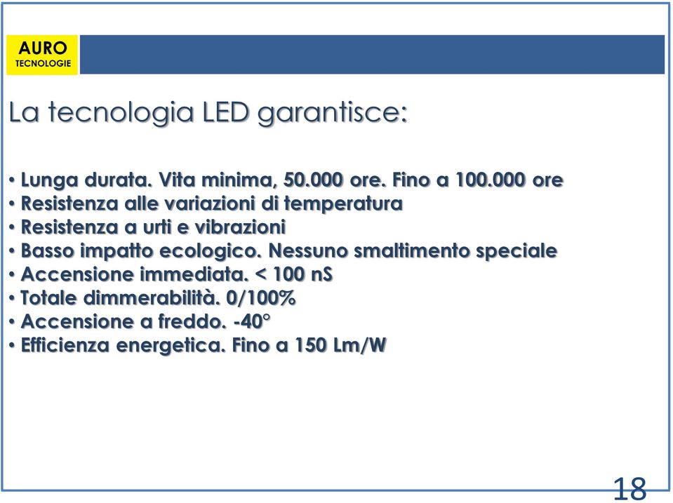 Basso impatto ecologico. Nessuno smaltimento speciale Accensione immediata.