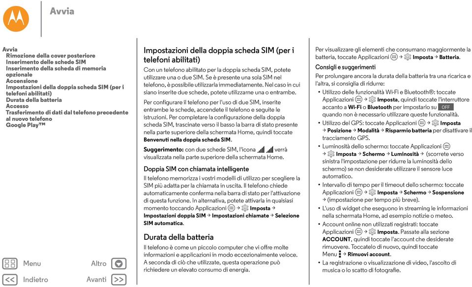 la doppia scheda SIM, potete utilizzare una o due SIM. Se è presente una sola SIM nel telefono, è possibile utilizzarla immediatamente.