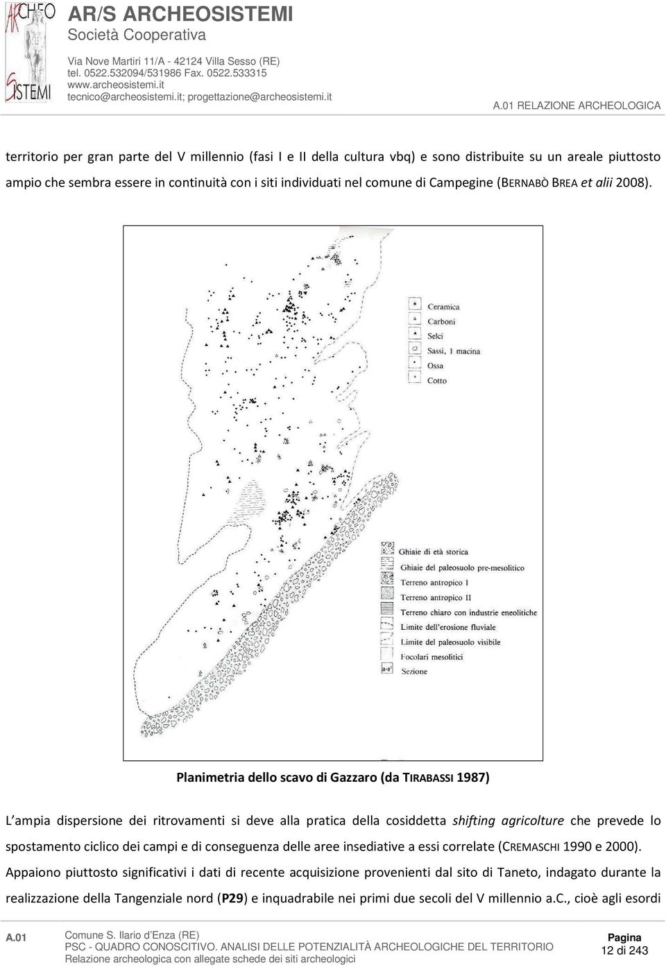 Planimetria dello scavo di Gazzaro (da TIRABASSI 1987) L ampia dispersione dei ritrovamenti si deve alla pratica della cosiddetta shifting agricolture che prevede lo spostamento ciclico