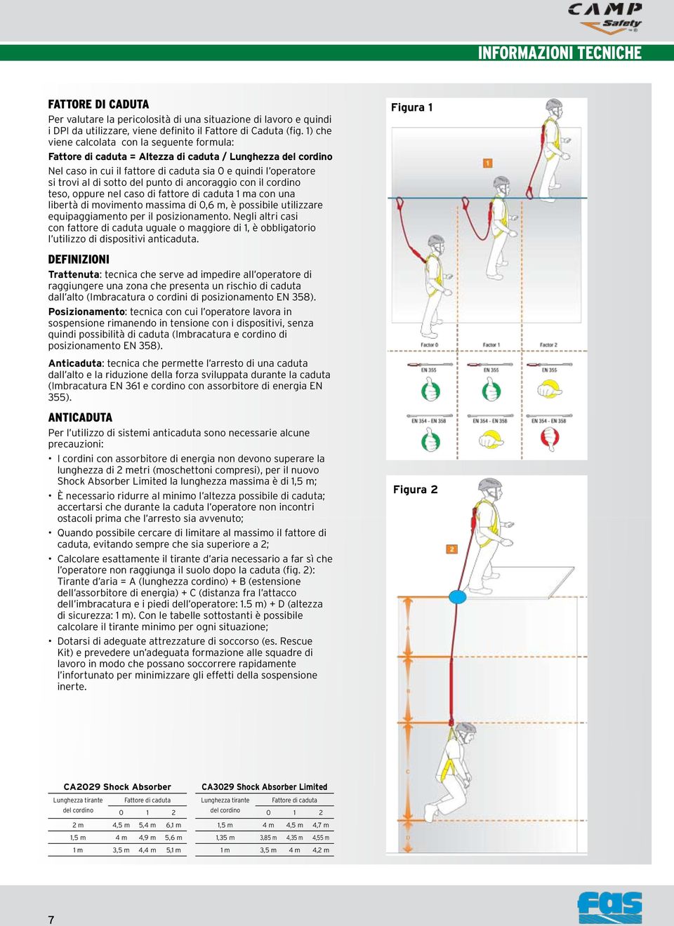 punto di ancoraggio con il cordino teso, oppure nel caso di fattore di caduta 1 ma con una libertà di movimento massima di 0,6 m, è possibile utilizzare equipaggiamento per il posizionamento.