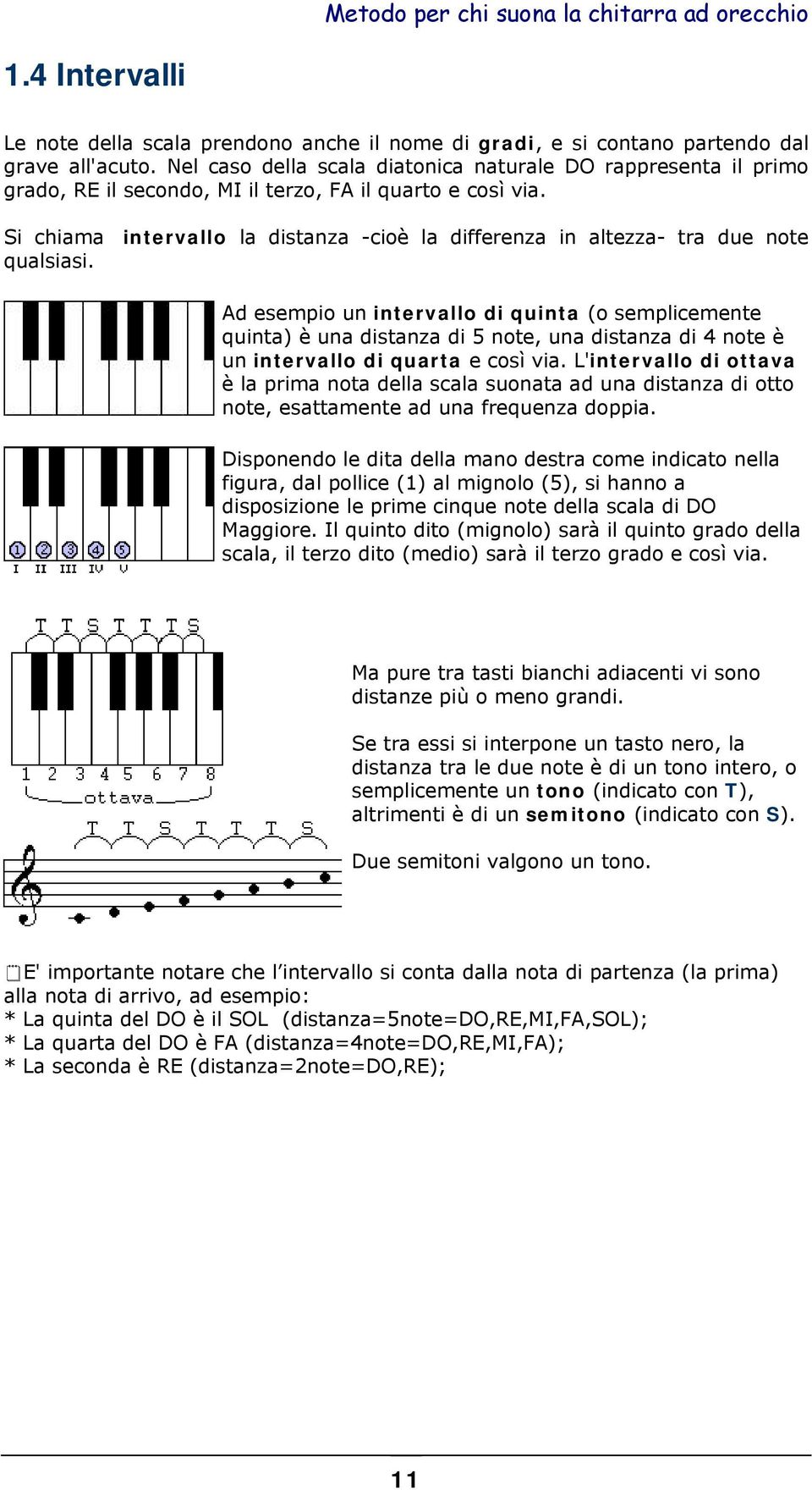 Si chiama intervallo la distanza -cioè la differenza in altezza- tra due note qualsiasi.