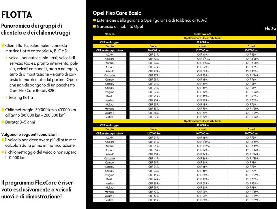 leasing flotta : 30 000 km o 40 000 km all anno (90 000 km 200 000 km) Durata: 3 5 anni Valgono le seguenti condizioni: il veicolo non deve avere più di otto mesi, calcolati dalla prima