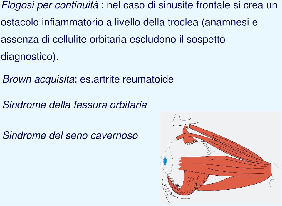 cellulite orbitaria escludono il sospetto diagnostico).