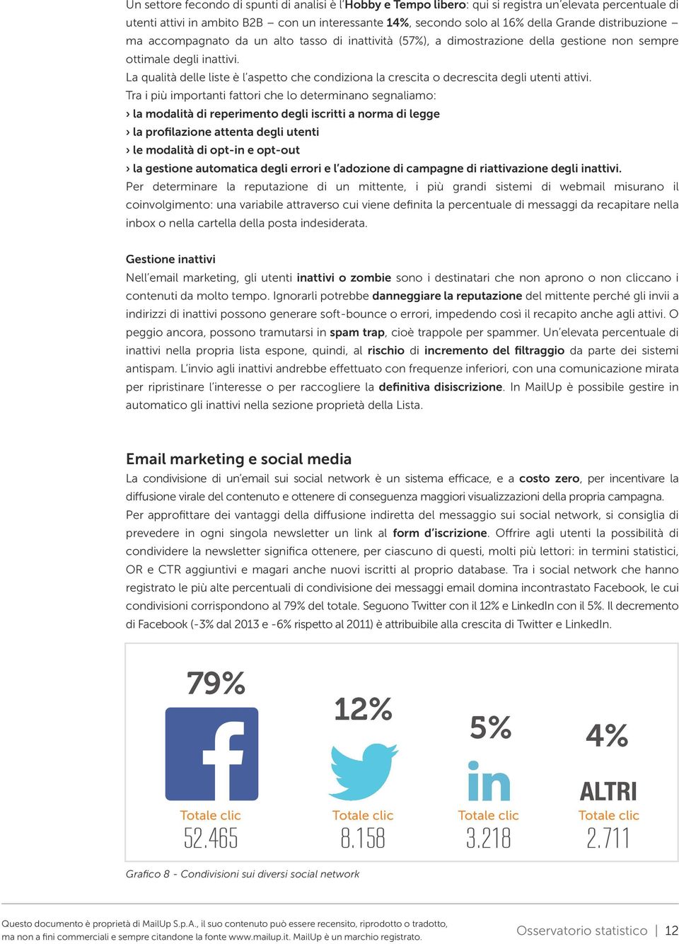 La qualità delle liste è l aspetto che condiziona la crescita o decrescita degli utenti attivi.