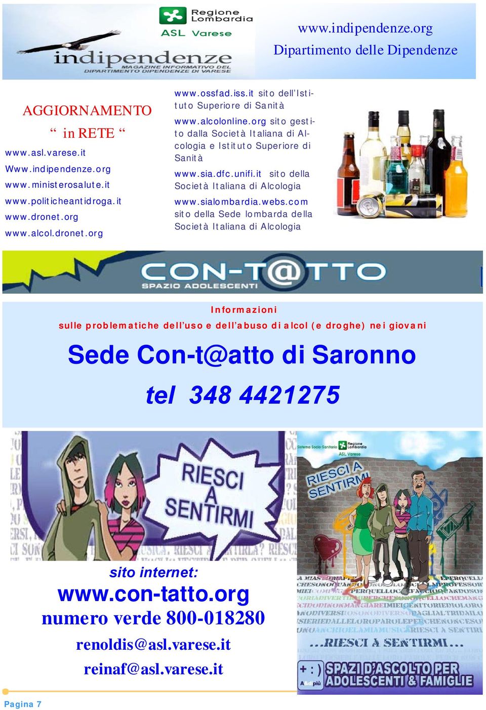 it sito della Società Italiana di Alcologia www.sialombardia.webs.