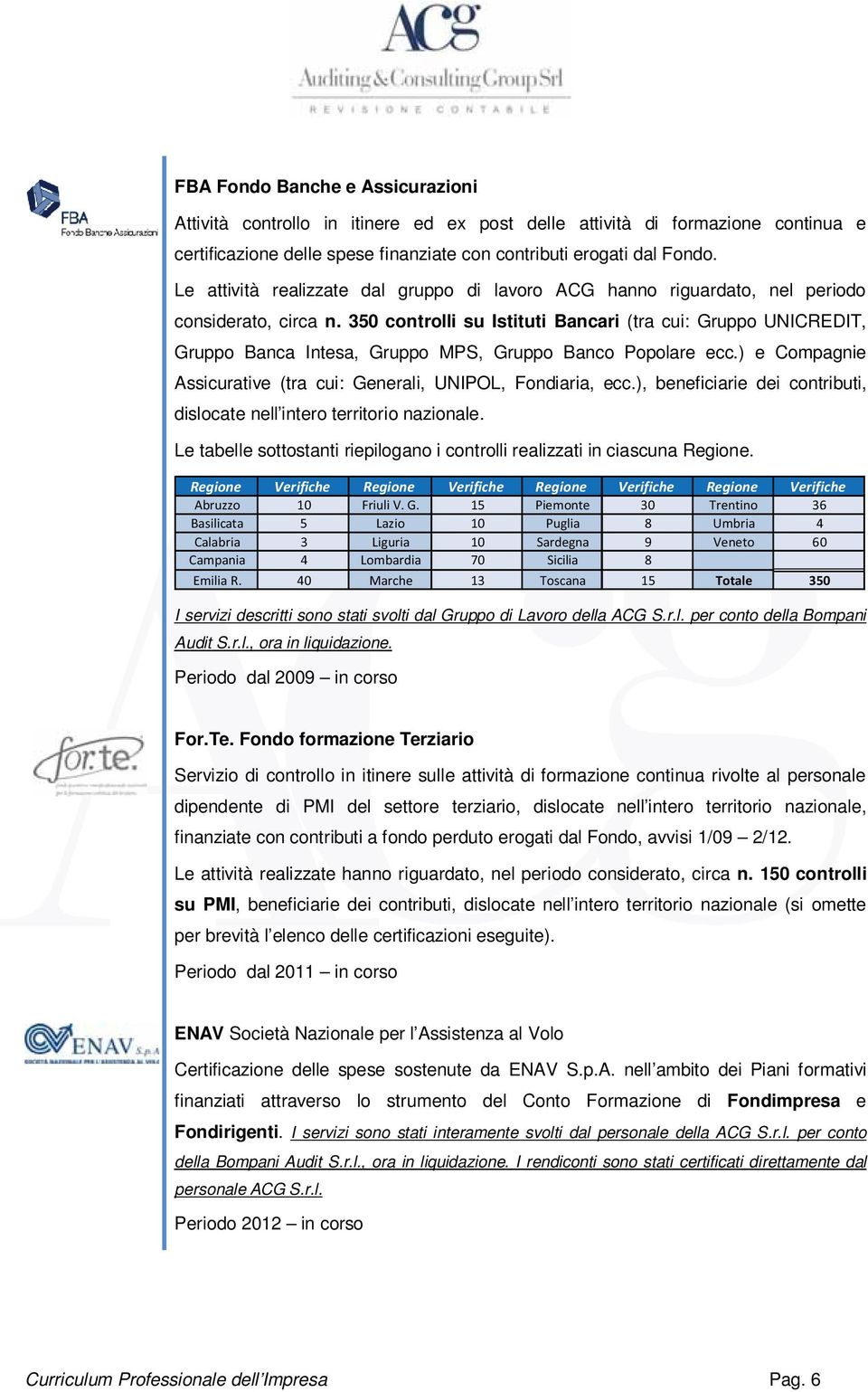 350 controlli su Istituti Bancari (tra cui: Gruppo UNICREDIT, Gruppo Banca Intesa, Gruppo MPS, Gruppo Banco Popolare ecc.) e Compagnie Assicurative (tra cui: Generali, UNIPOL, Fondiaria, ecc.