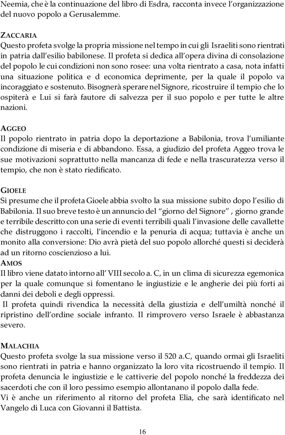 Il profeta si dedica all opera divina di consolazione del popolo le cui condizioni non sono rosee: una volta rientrato a casa, nota infatti una situazione politica e d economica deprimente, per la