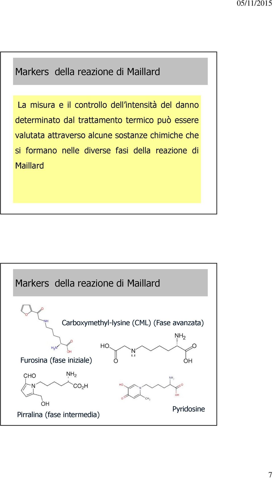 si formano nelle diverse fasi della reazione di Maillard Markers della reazione di Maillard