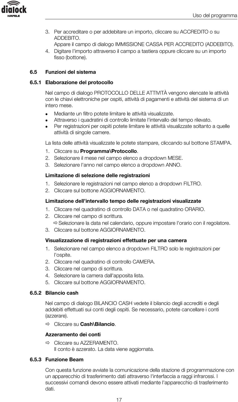 Funzioni del sistema 6.5.