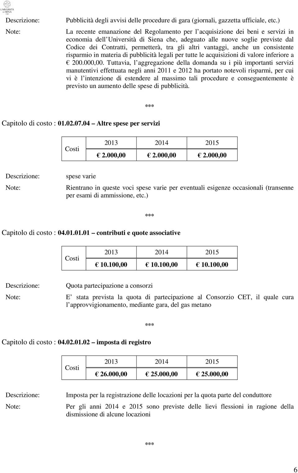 gli altri vantaggi, anche un consistente risparmio in materia di pubblicità legali per tutte le acquisizioni di valore inferiore a 200.000,00.