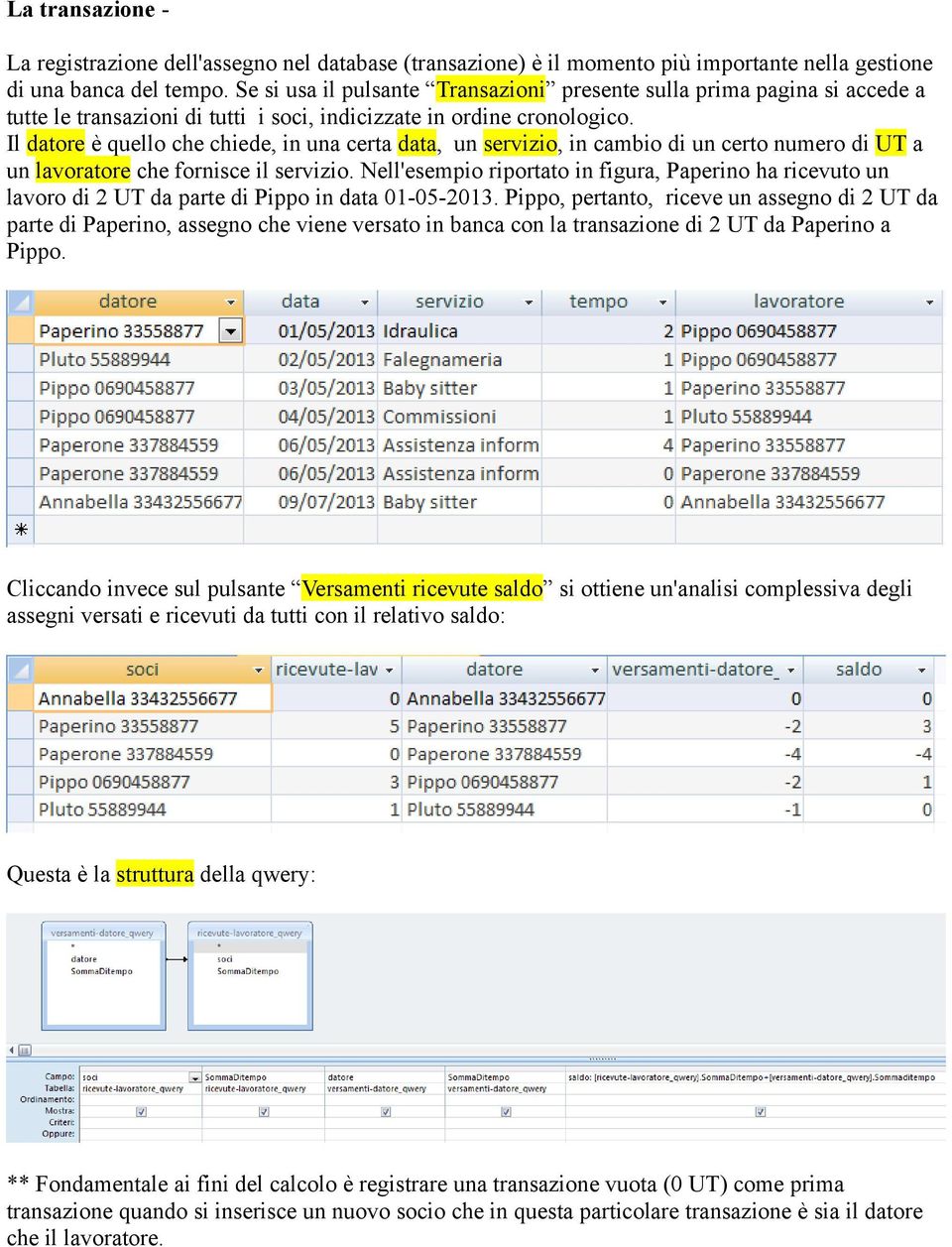 Il datore è quello che chiede, in una certa data, un servizio, in cambio di un certo numero di UT a un lavoratore che fornisce il servizio.